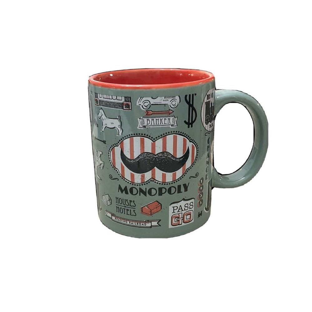 Monopoly Coffee Mug Hasbro Game Board Graphics 2015 10 oz Green Orange